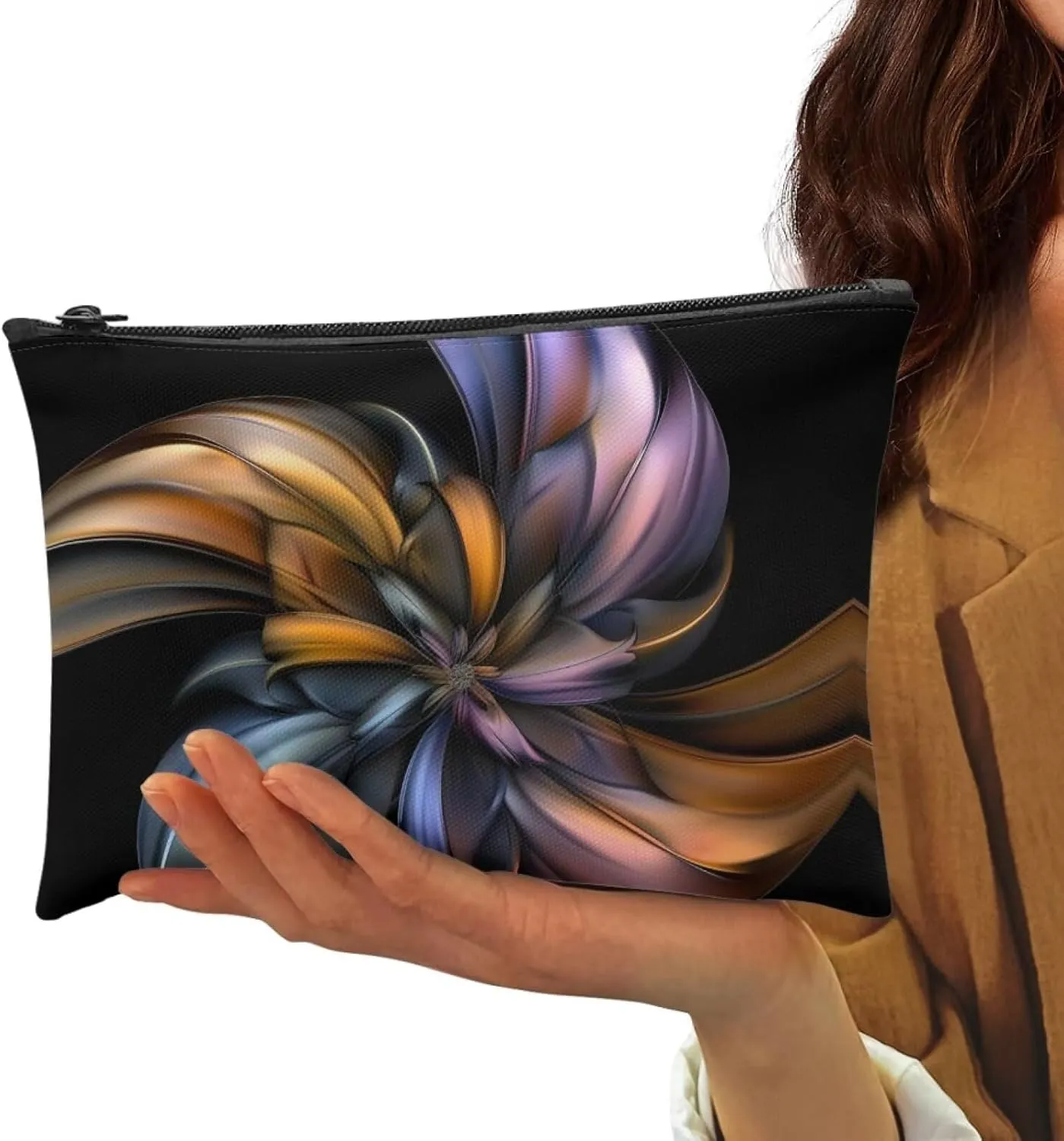 Flashideas Boho Floral Makeup Pouch for Purse Portable Versatile Travel Makeup Bag Organizer Cosmetic Zipper Pouch Purse Easy to Take Portable Toiletry Bag