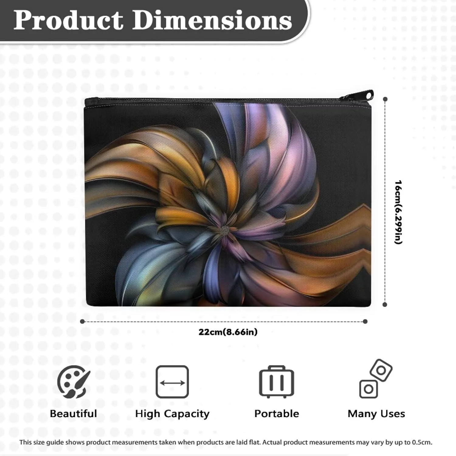 Flashideas Boho Floral Makeup Pouch for Purse Portable Versatile Travel Makeup Bag Organizer Cosmetic Zipper Pouch Purse Easy to Take Portable Toiletry Bag