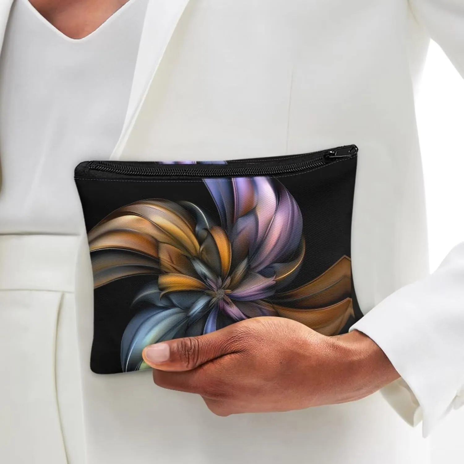 Flashideas Boho Floral Makeup Pouch for Purse Portable Versatile Travel Makeup Bag Organizer Cosmetic Zipper Pouch Purse Easy to Take Portable Toiletry Bag