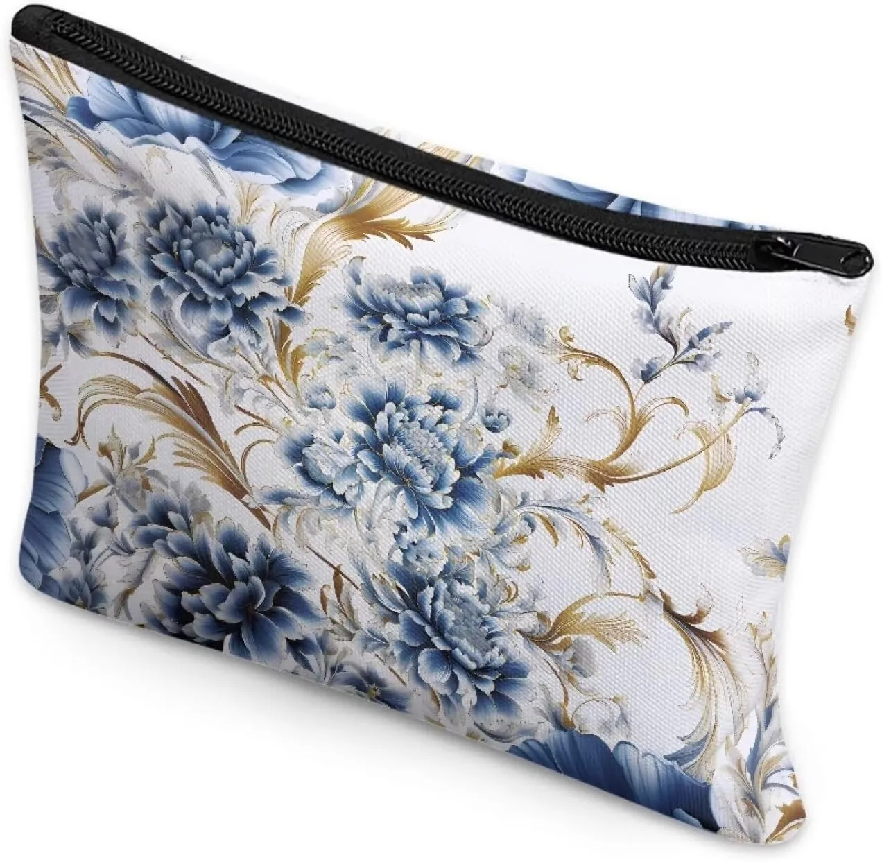 Flashideas Floral Makeup Bag for Purse Travel Cosmetic Bag Makeup Pouch Easy to Take Portable Versatile Zipper Pouch For Women Birthday Gifts for Sisters Friend