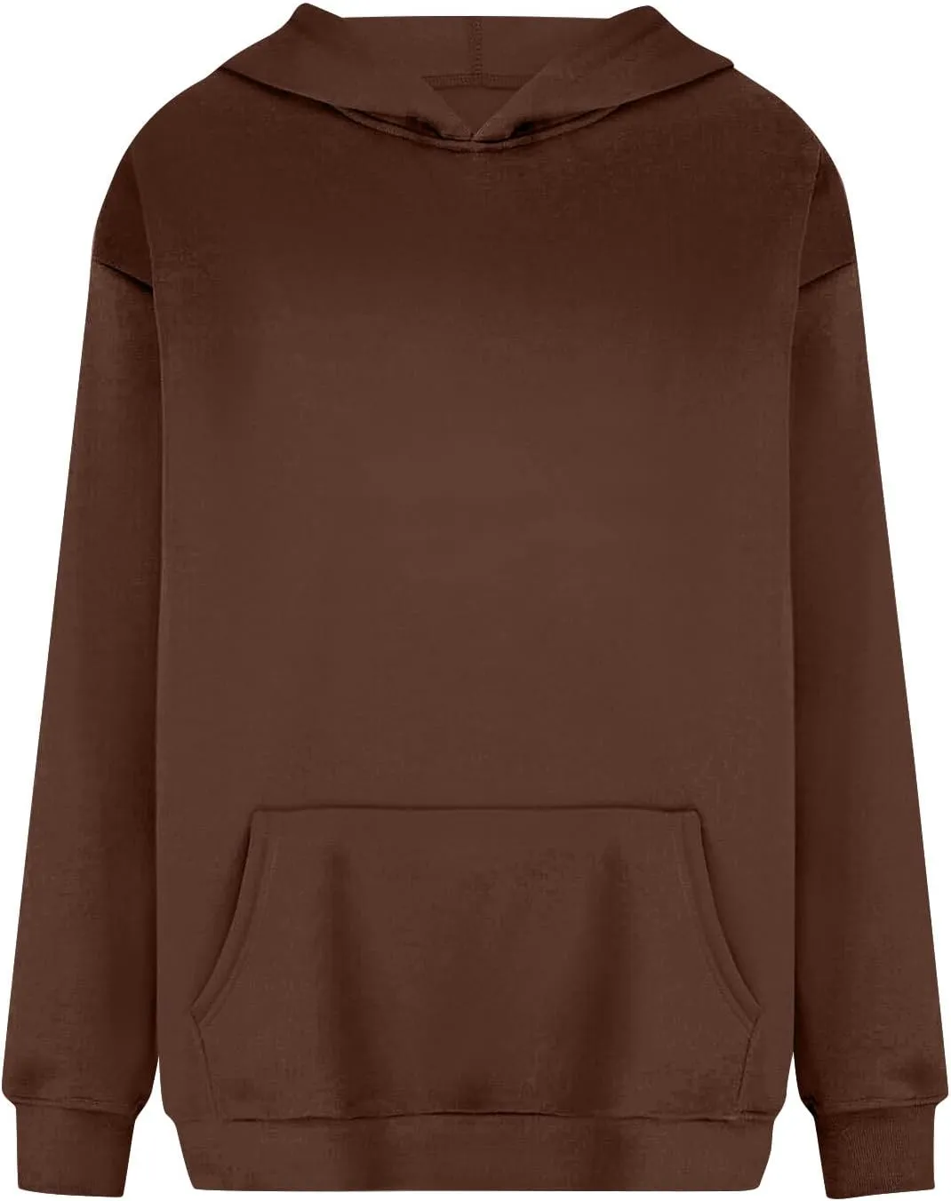 Fleece Hoodie Women Oversized Thermal Long Sleeve Hooded Sweatshirts Drop Shoulder Plain Pullover Tops with Pockets