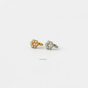 Flower CZ Helix Hoops, Gold, Silver SHEMISLI SH149