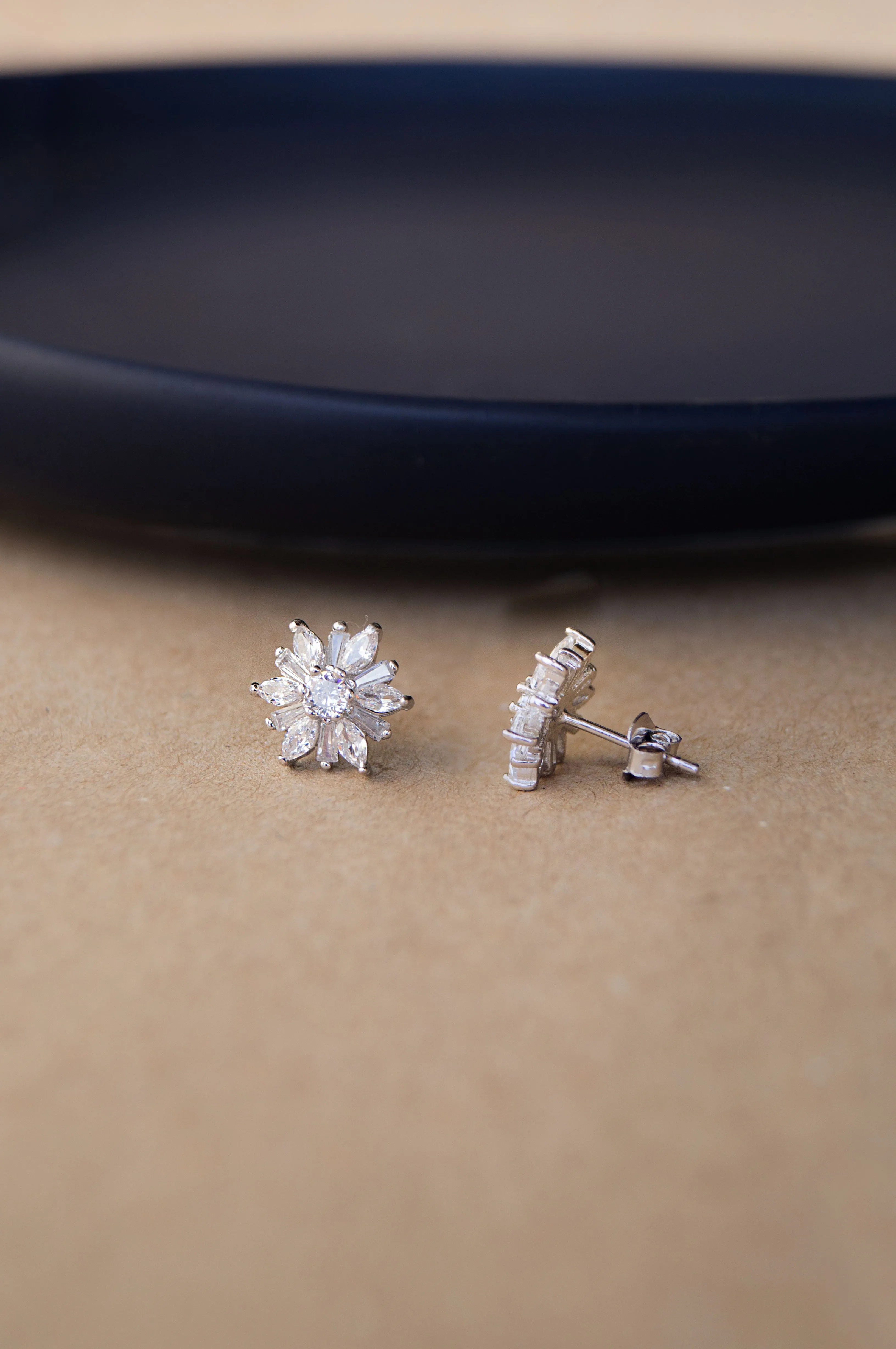 Floweret Cluster Sterling Silver Stud Earrings