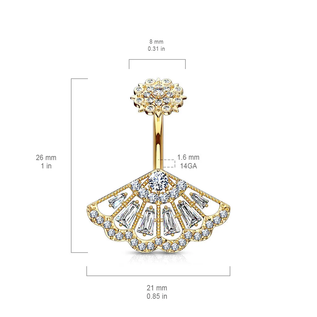 Foxia Crowned Baguette Belly Bar with Rose Gold Plating
