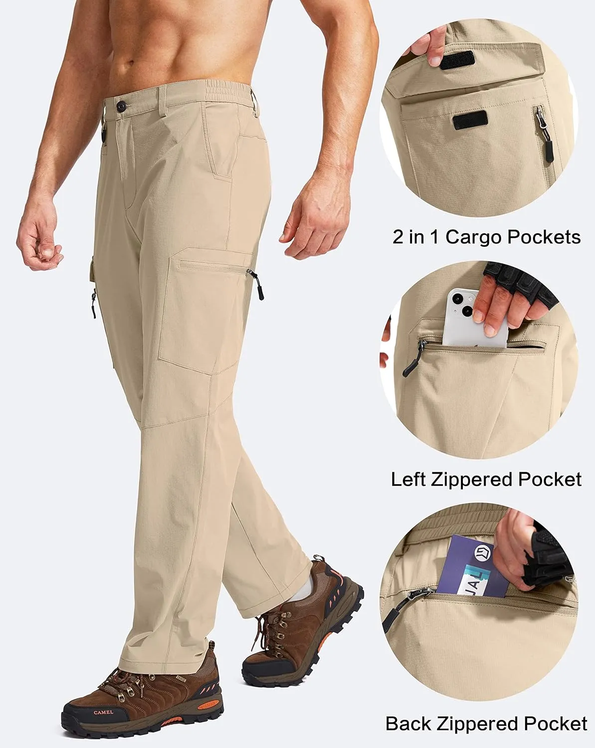 G Gradual Men's Hiking Cargo Pants Water Resistant Quick Dry Lightweight Outdoor Tactical Pants for Men with Multi Pocket