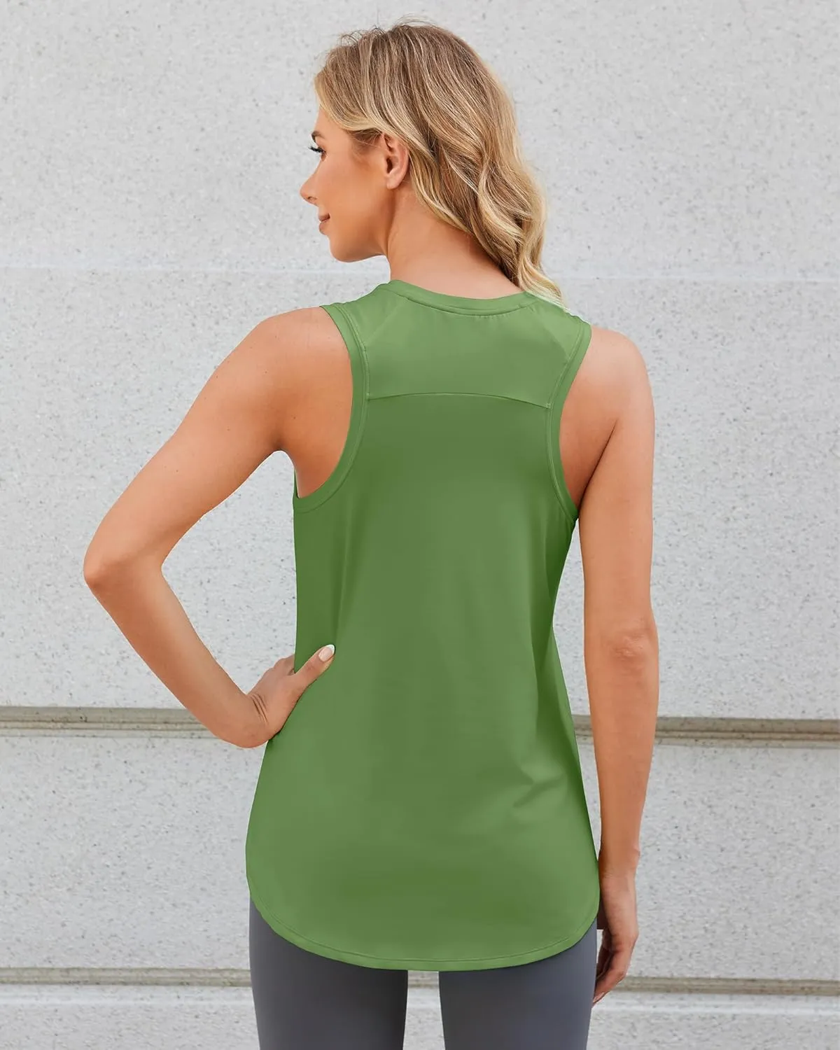 G4Free Lightweight Racerback Workout Tank Tops for Women High Neck Athletic Long Tanks Fast Dry Sleeveless Running Shirts