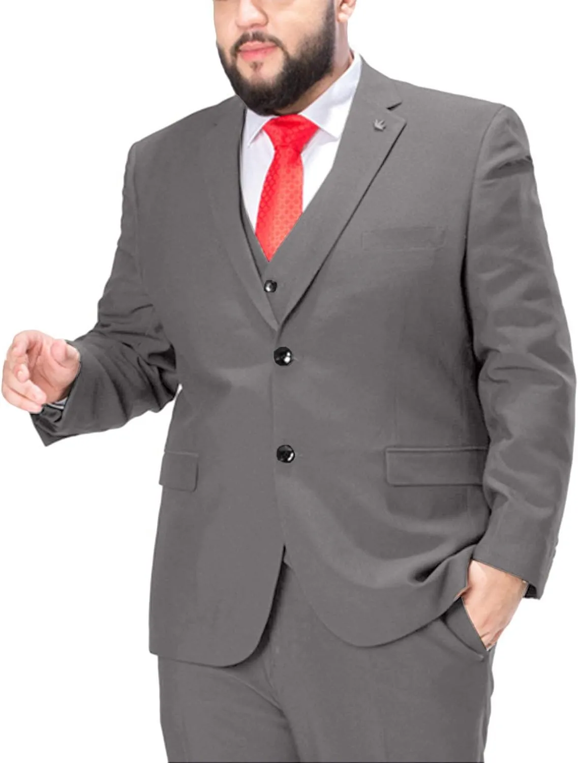 GATMSTZ Men's Formal Big Tall 3 Pieces Suit 2 Buttons Wedding Jacket Vest Pants
