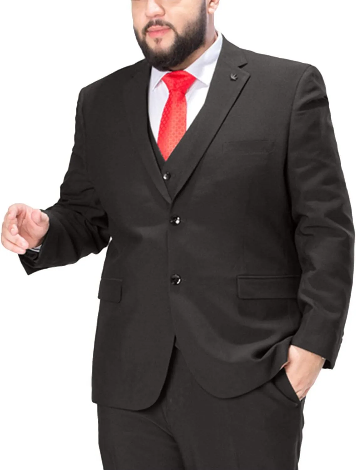 GATMSTZ Men's Formal Big Tall 3 Pieces Suit 2 Buttons Wedding Jacket Vest Pants