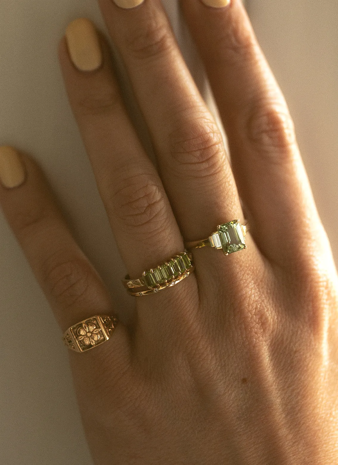 Gigi peridot 14k gold ring