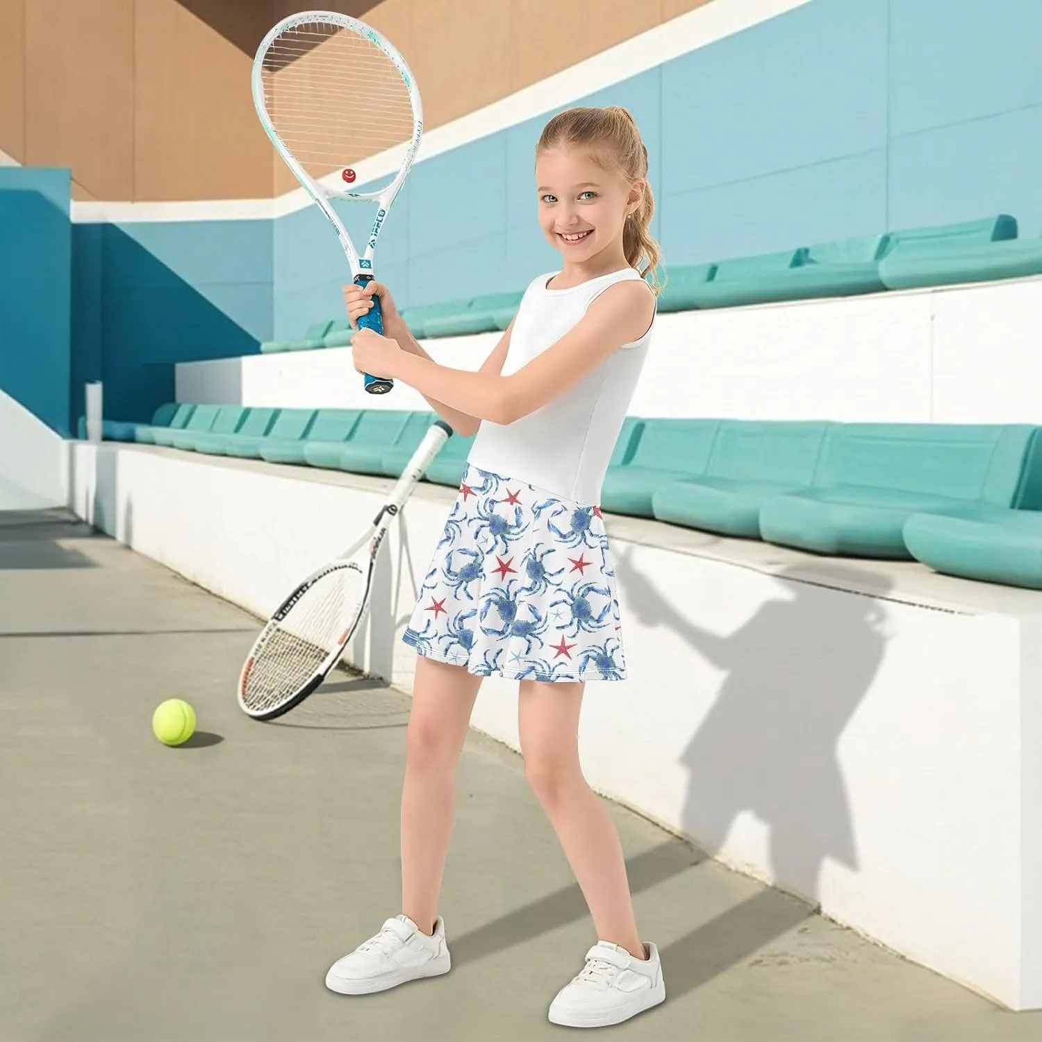 Girls Skorts High Waist Athletic Skirts with Shorts Stretchy Teens Performance Tennis