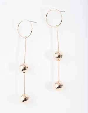 Gold Minimal Ball Drop Earrings