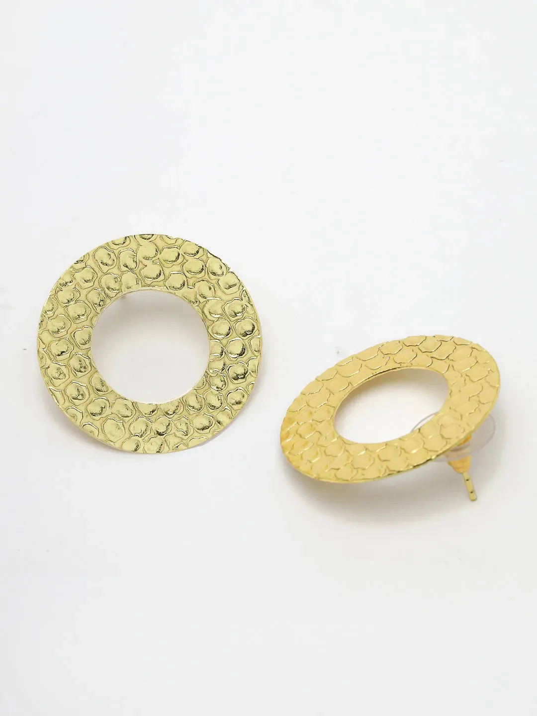 Gold-plated Cut Out Circle Drop Earrings