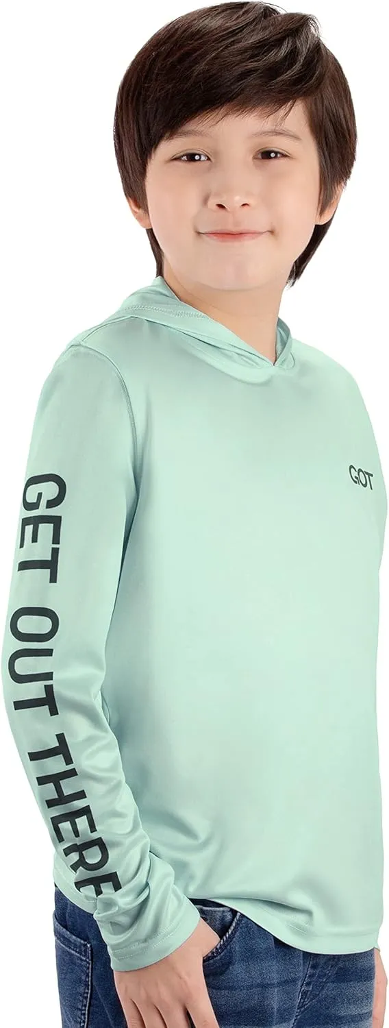 GOT Sports UPF 50  Kids Fishing Hoodie Shirt - UV Sun Protection Long Sleeve T Shirts for Youth Boys Girls