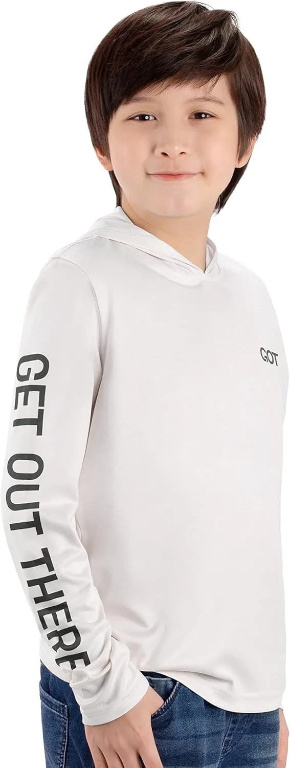 GOT Sports UPF 50  Kids Fishing Hoodie Shirt - UV Sun Protection Long Sleeve T Shirts for Youth Boys Girls