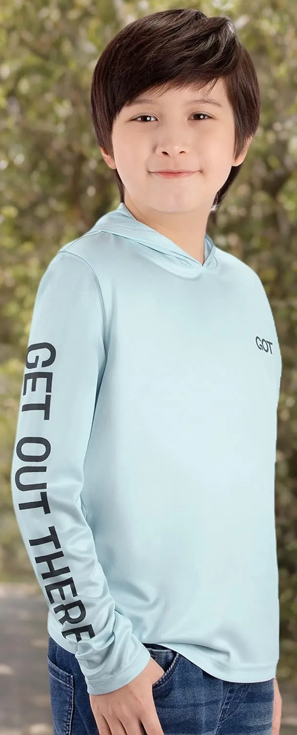 GOT Sports UPF 50  Kids Fishing Hoodie Shirt - UV Sun Protection Long Sleeve T Shirts for Youth Boys Girls