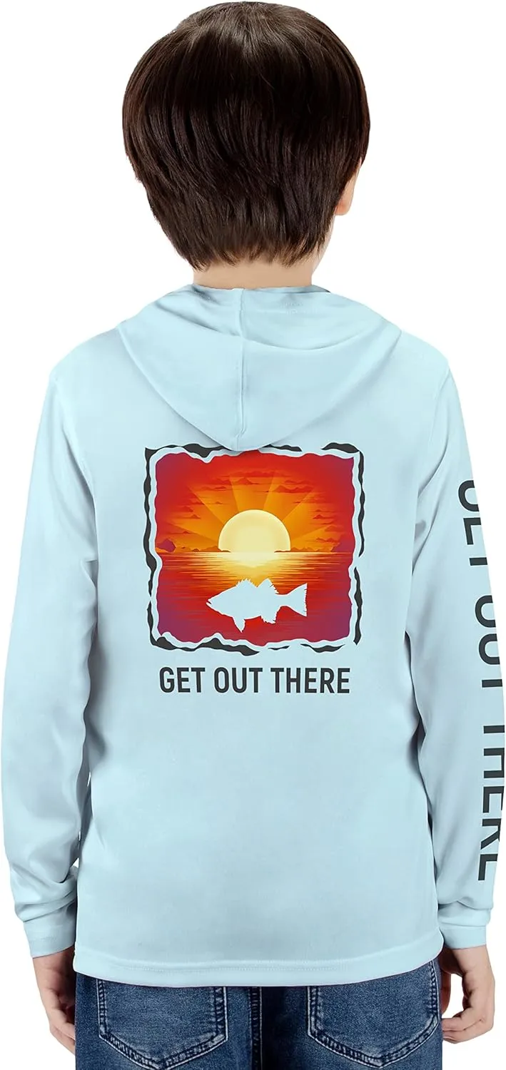 GOT Sports UPF 50  Kids Fishing Hoodie Shirt - UV Sun Protection Long Sleeve T Shirts for Youth Boys Girls