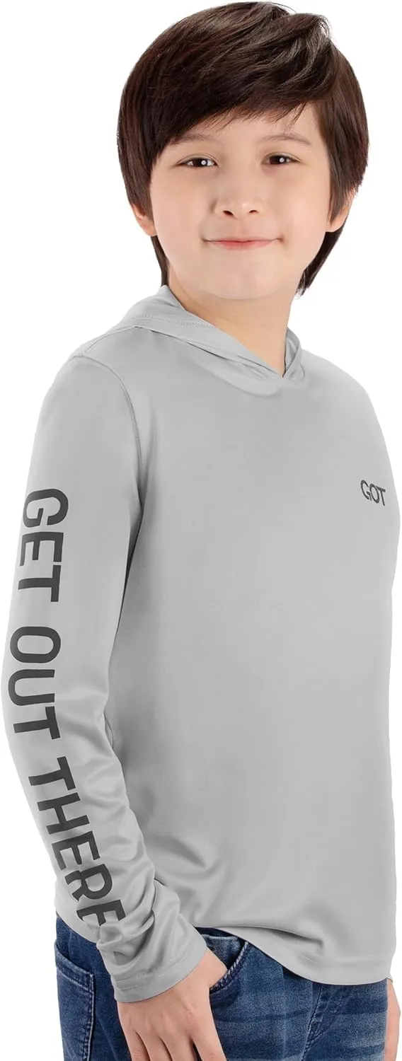 GOT Sports UPF 50  Kids Fishing Hoodie Shirt - UV Sun Protection Long Sleeve T Shirts for Youth Boys Girls