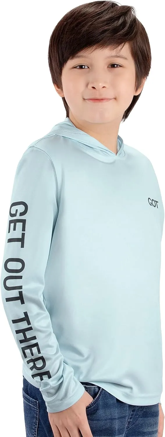GOT Sports UPF 50  Kids Fishing Hoodie Shirt - UV Sun Protection Long Sleeve T Shirts for Youth Boys Girls