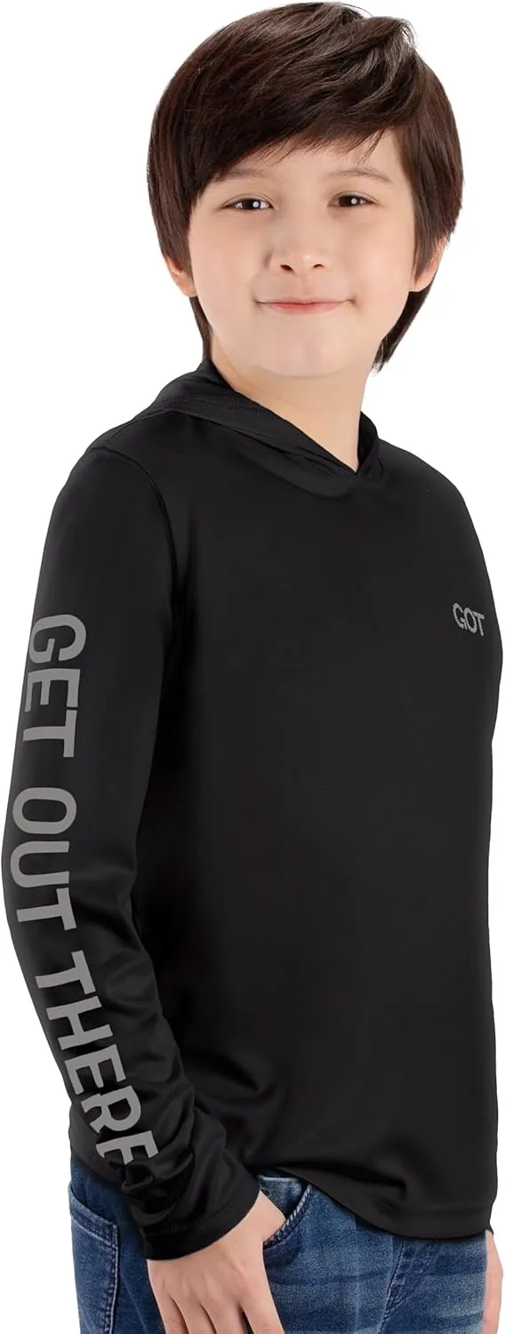 GOT Sports UPF 50  Kids Fishing Hoodie Shirt - UV Sun Protection Long Sleeve T Shirts for Youth Boys Girls