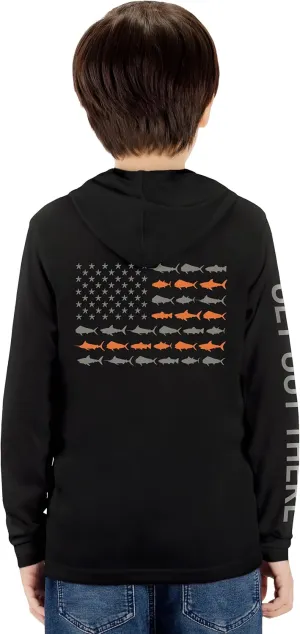 GOT Sports UPF 50  Kids Fishing Hoodie Shirt - UV Sun Protection Long Sleeve T Shirts for Youth Boys Girls