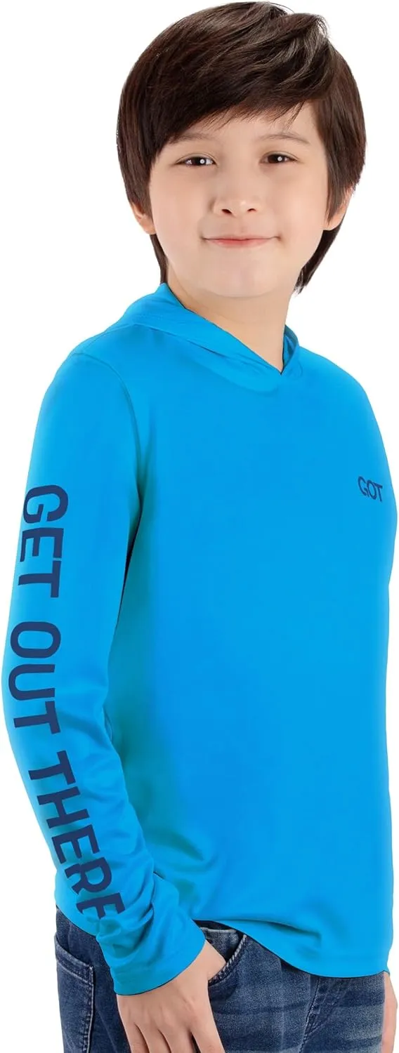 GOT Sports UPF 50  Kids Fishing Hoodie Shirt - UV Sun Protection Long Sleeve T Shirts for Youth Boys Girls