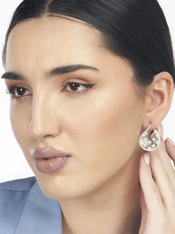 Graceful Textured Silver Earrings