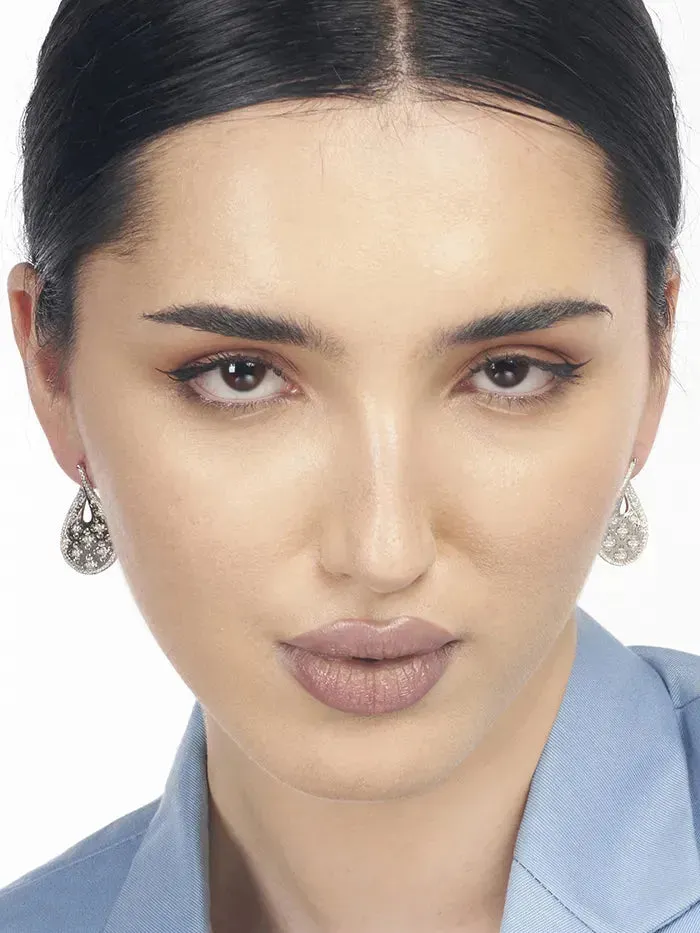 Graceful Textured Silver Earrings