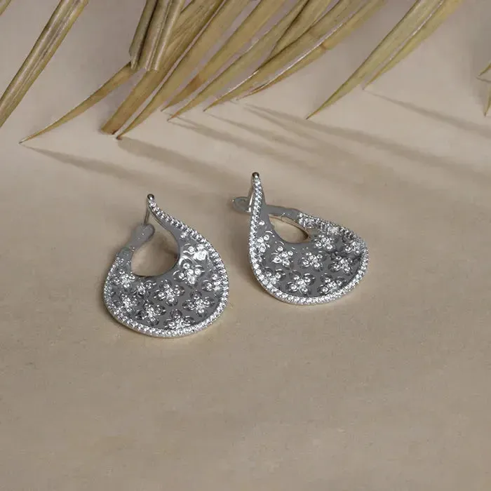 Graceful Textured Silver Earrings