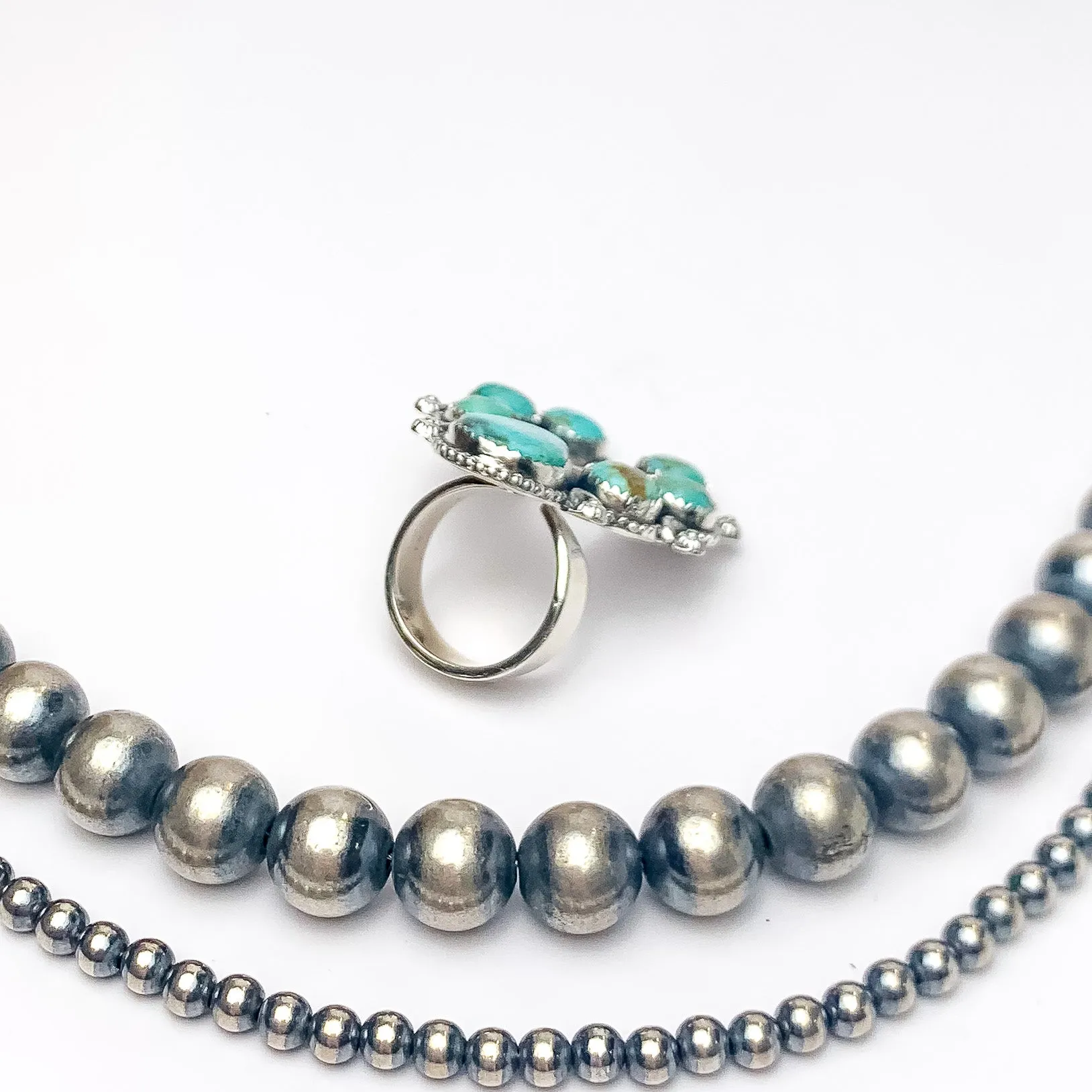 HaDa Collection | Sterling Silver Adjustable Opened Naja Shaped Kingman Turquoise Stone Ring