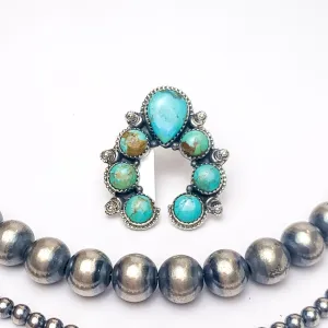 HaDa Collection | Sterling Silver Adjustable Opened Naja Shaped Kingman Turquoise Stone Ring