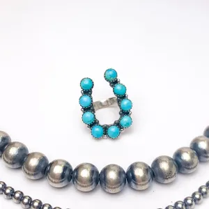 HaDa Collection | Sterling Silver Adjustable U Shaped Kingman Turquoise Stone Ring