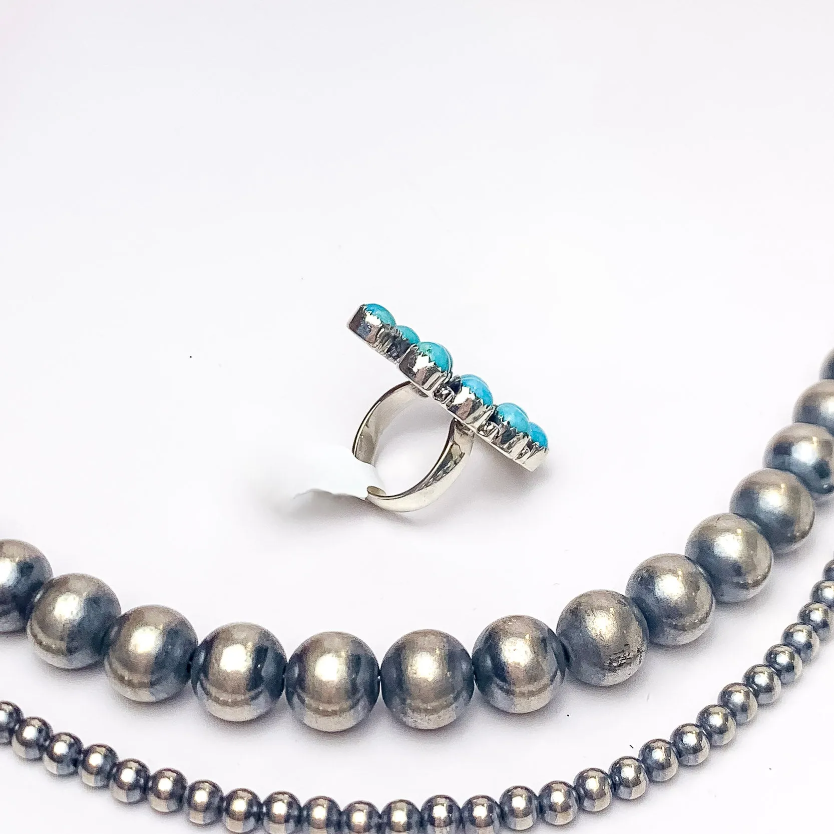 HaDa Collection | Sterling Silver Adjustable U Shaped Kingman Turquoise Stone Ring