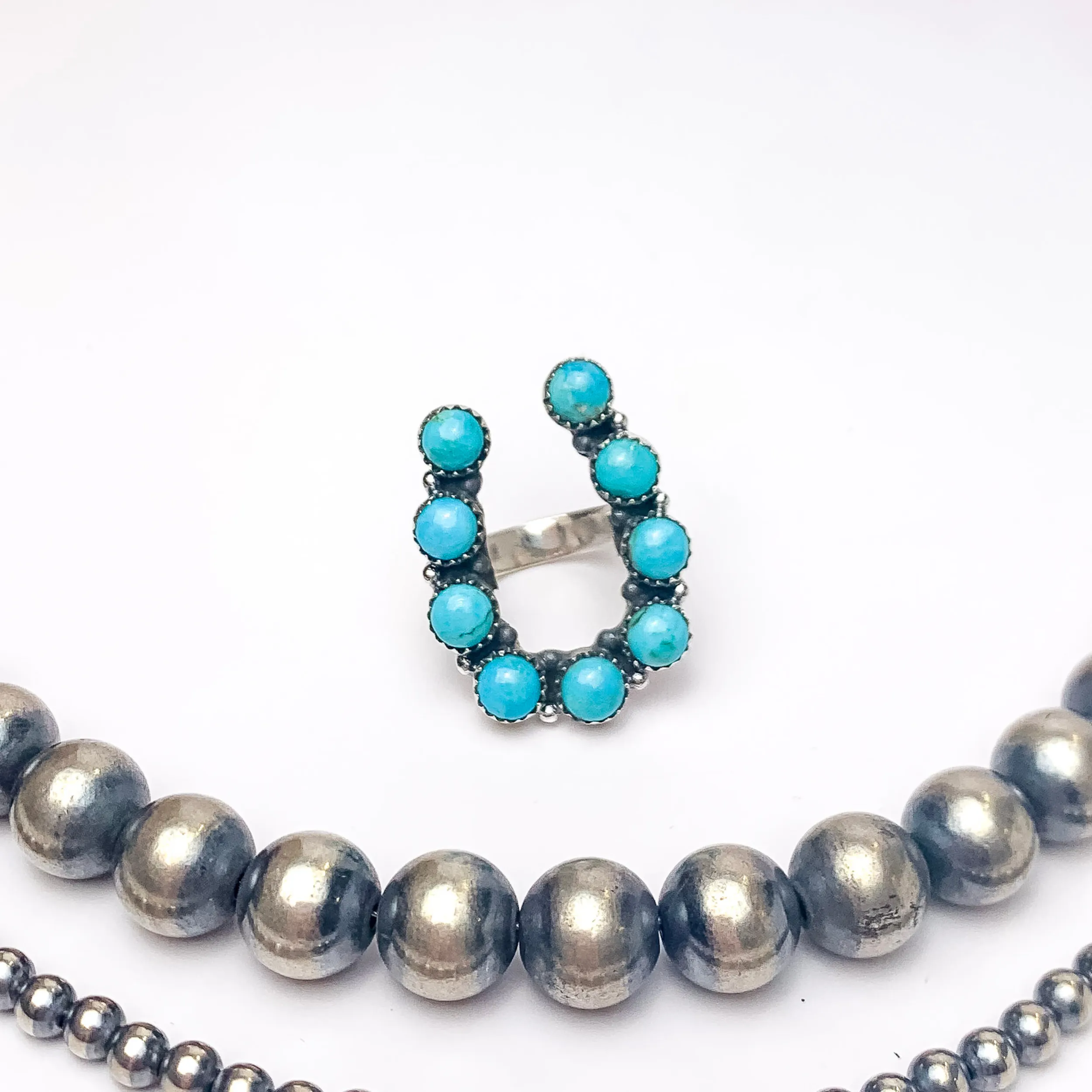 HaDa Collection | Sterling Silver Adjustable U Shaped Kingman Turquoise Stone Ring