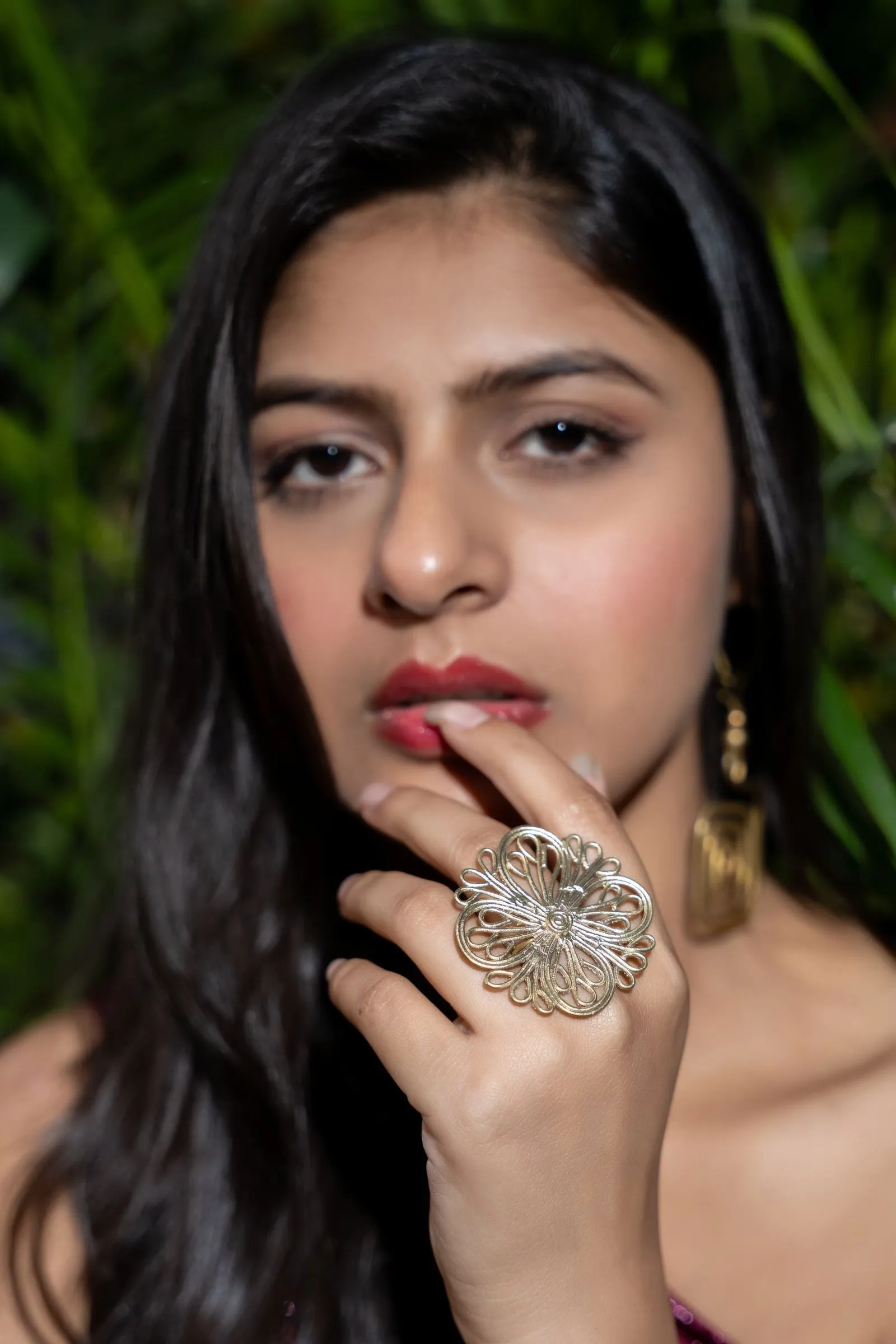Handmade Floral Motif Dokra Brass Adjustable Finger Ring - Unique Intricate Artisanal Jewelry