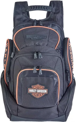 Harley-Davidson Bar & Shield Legend Rugged Polyester Backpack - Black/Orange