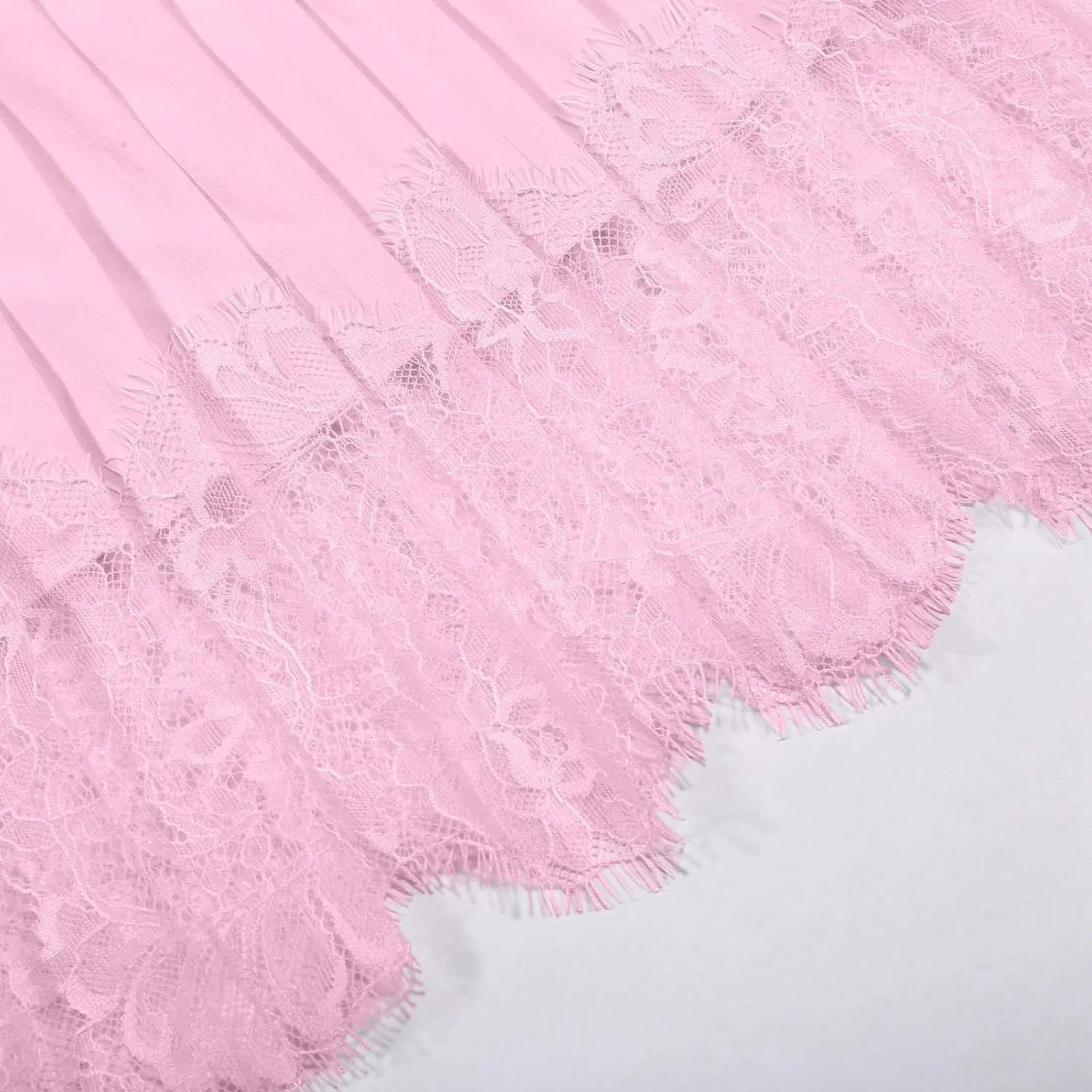 High Waisted Skirts for Women Lace Trim Midi Length Bohemian Casual Skirt with Asymmetrical Hem and Elastic Waist