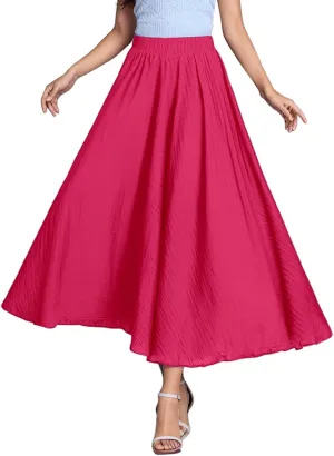 high Waisted Skirts fro Women, Girls Elastic Waist Long Flowy Bohemian Loose Casual Maxi Skirt for Summer Beach Holiday