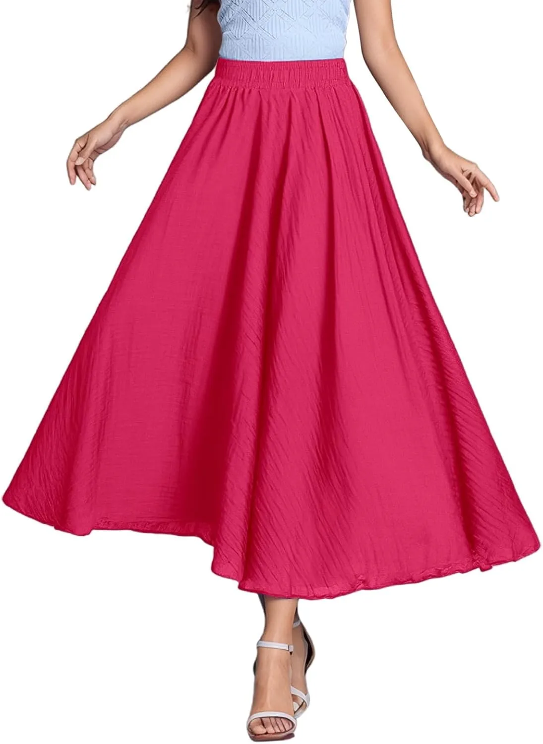 high Waisted Skirts fro Women, Girls Elastic Waist Long Flowy Bohemian Loose Casual Maxi Skirt for Summer Beach Holiday
