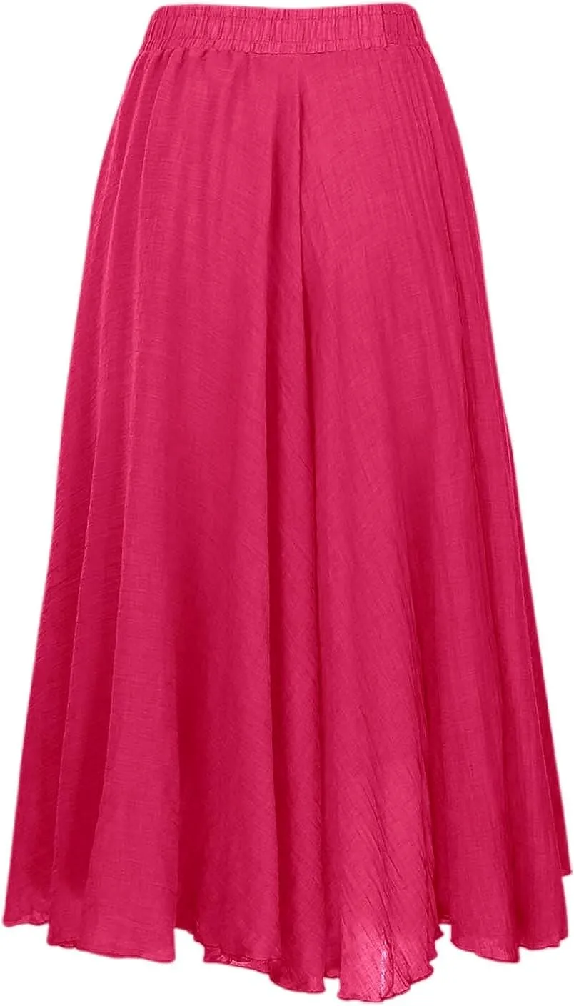 high Waisted Skirts fro Women, Girls Elastic Waist Long Flowy Bohemian Loose Casual Maxi Skirt for Summer Beach Holiday