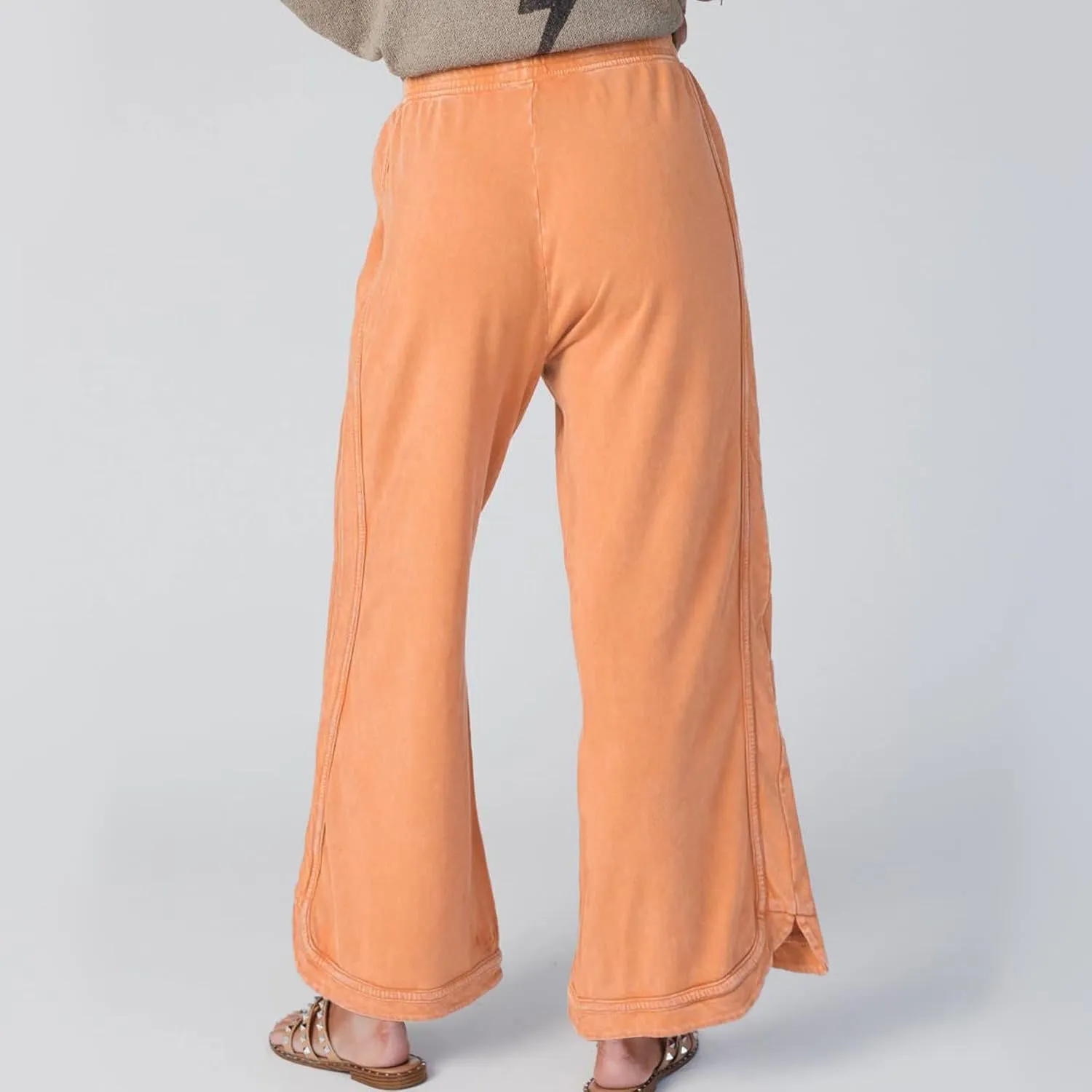 Hixiaohe Women's Casual Wide Leg Sweatpants High Waist Baggy Acid Wash Pants Drawstring Athletic Palazzo Pants with Pockets