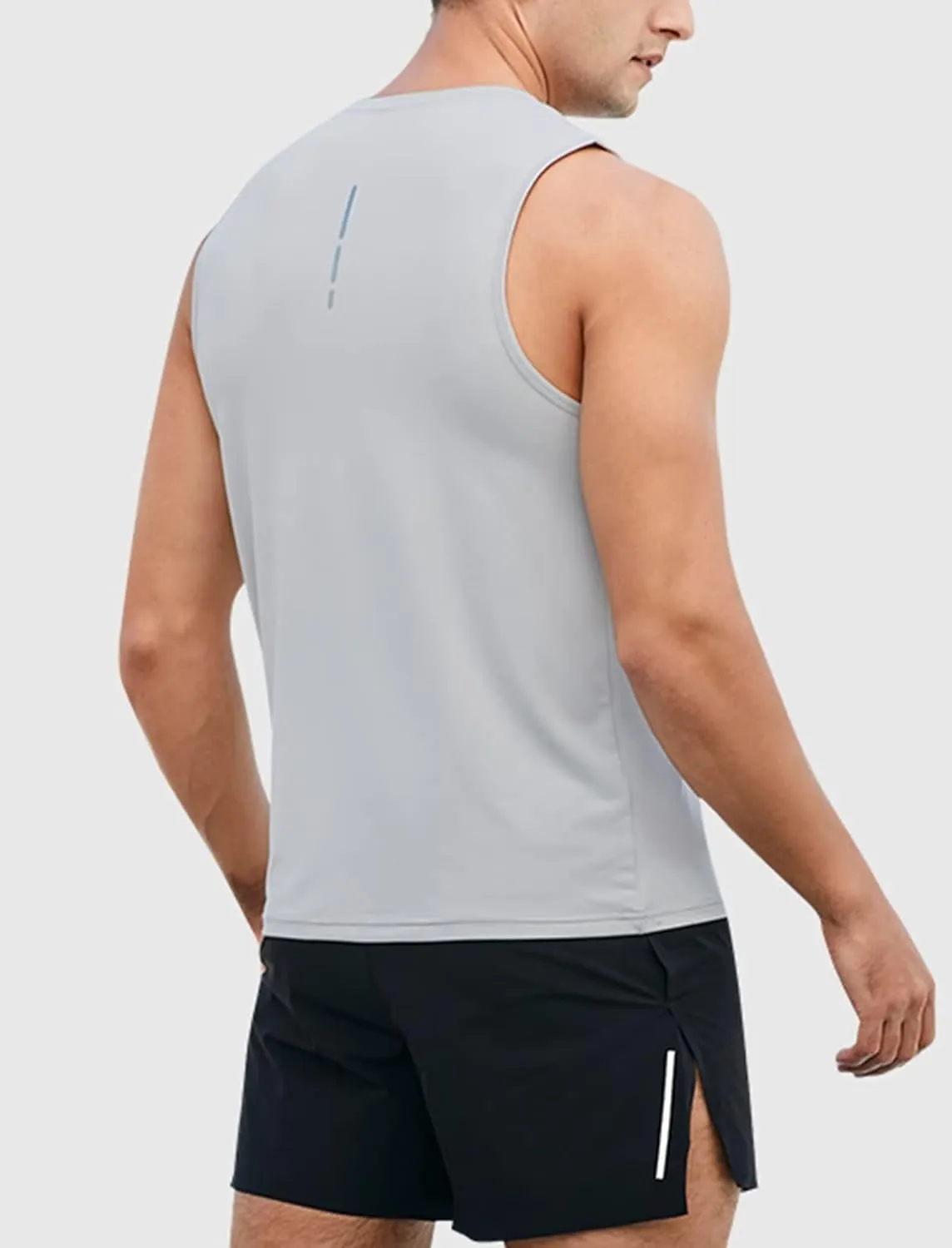 HNVAVQ Men's Sleeveless T-Shirt Workout Vest with Round Neck Quick Dry Gym Athletic Fitness Running Tank Top,2 Pcs