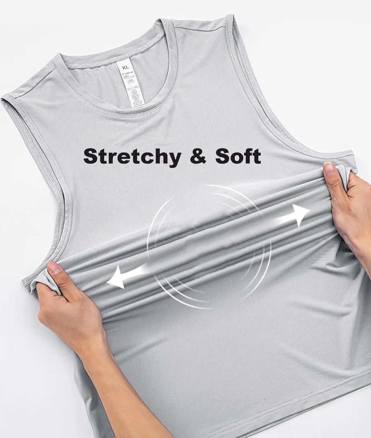 HNVAVQ Men's Sleeveless T-Shirt Workout Vest with Round Neck Quick Dry Gym Athletic Fitness Running Tank Top,2 Pcs