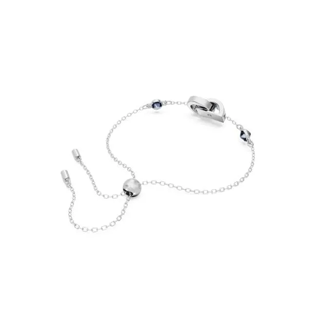 Hollow Interlocking Loop Blue Rhodium Plated Bracelet 5663493