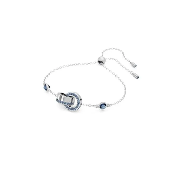 Hollow Interlocking Loop Blue Rhodium Plated Bracelet 5663493