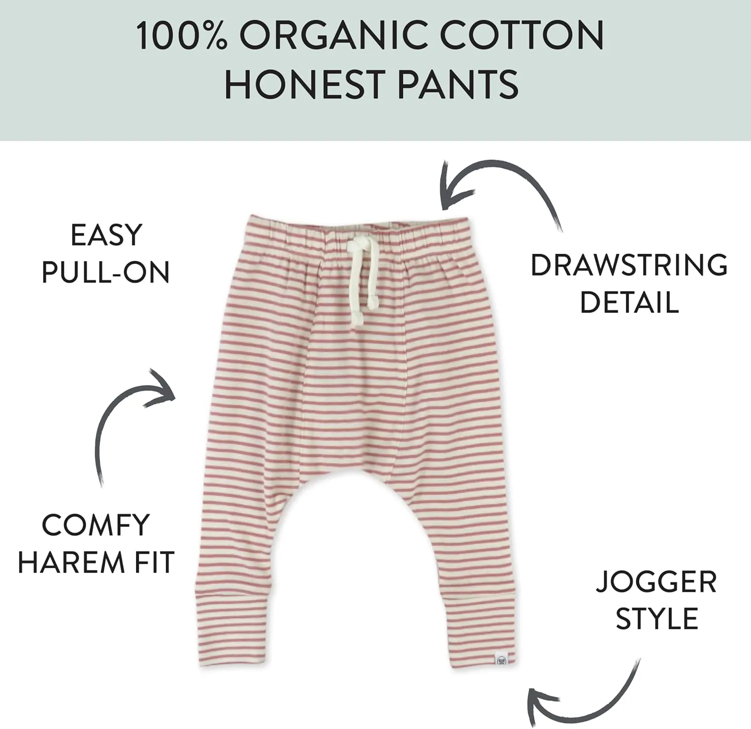 HonestBaby Multipack Honest Pants Joggers Pull on 100% Organic Cotton for Infant Baby and Toddler, Boys, Girls, Unisex