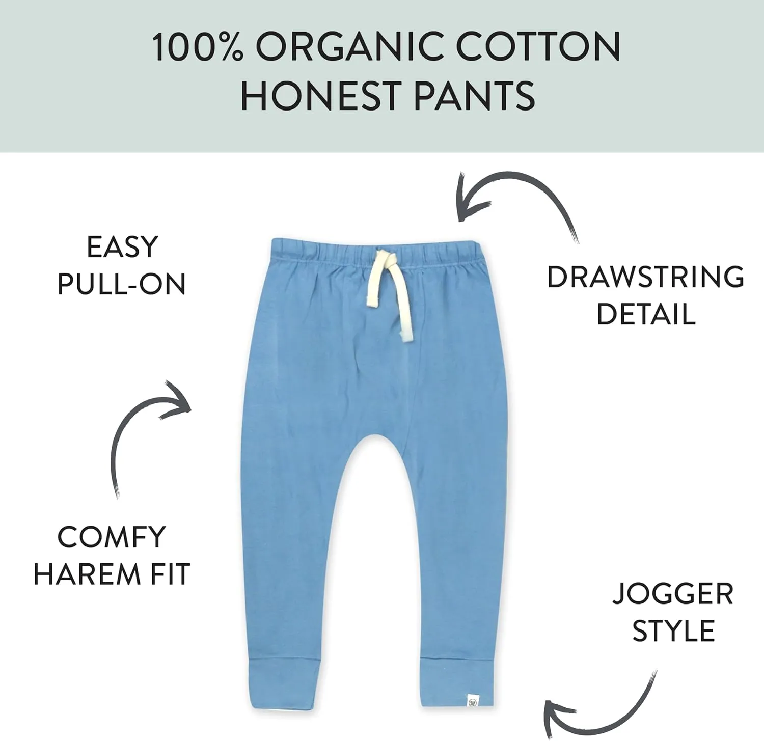 HonestBaby Multipack Honest Pants Joggers Pull on 100% Organic Cotton for Infant Baby and Toddler, Boys, Girls, Unisex