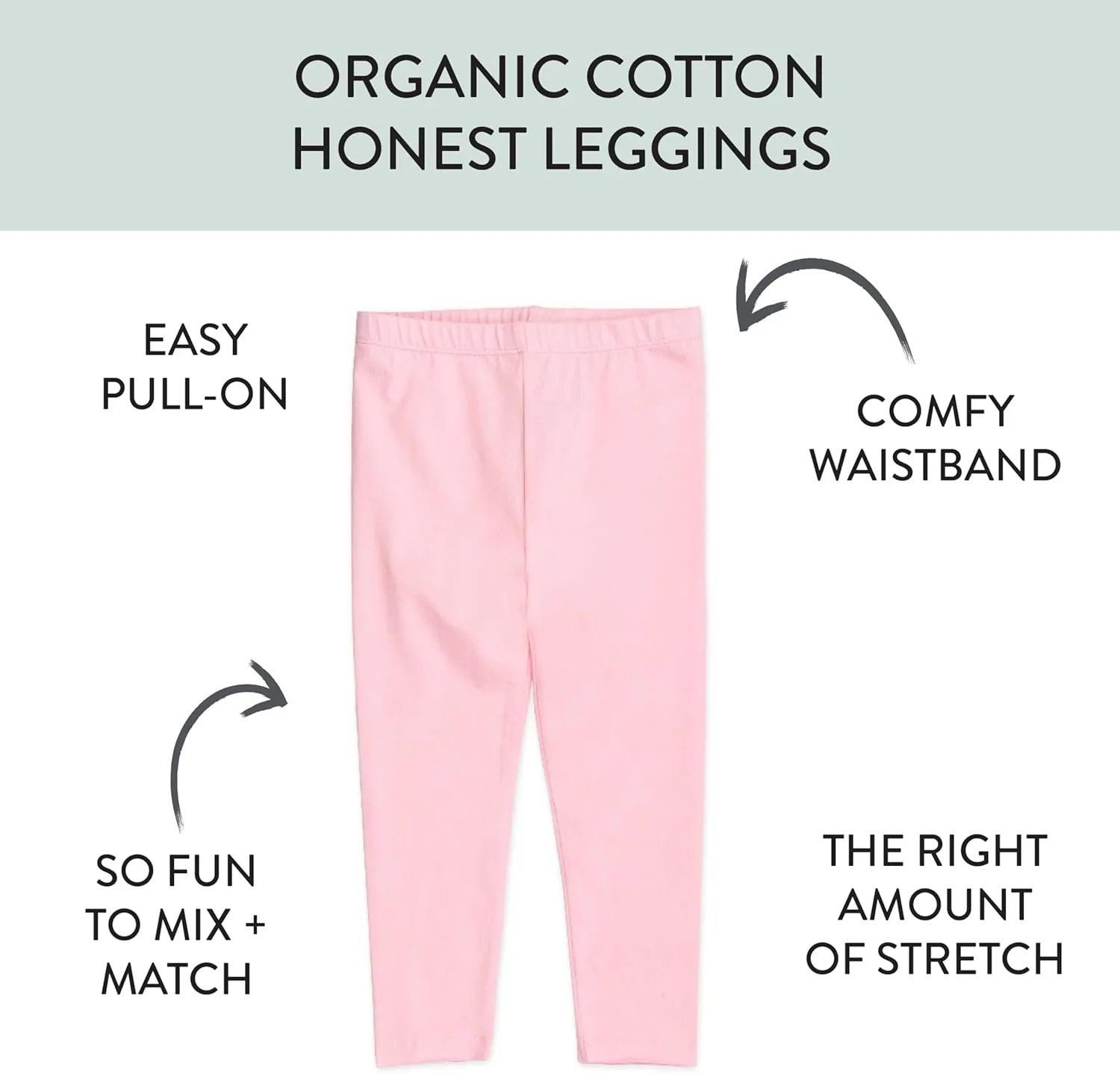 HonestBaby Multipack Leggings Skinny, Flare and Cargo Pants Organic Cotton for Infant Baby Girls, Toddlers, Little Kids
