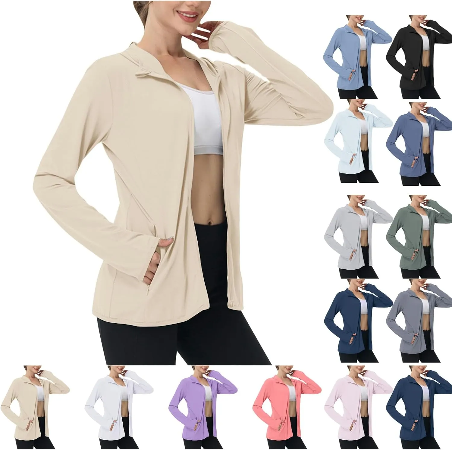 Hoodies for Women UPF 50  Sun Protection Shirts Lightweight Long Sleeve Sun Hoodie Jacket with Pockets for Hiking Outdoor