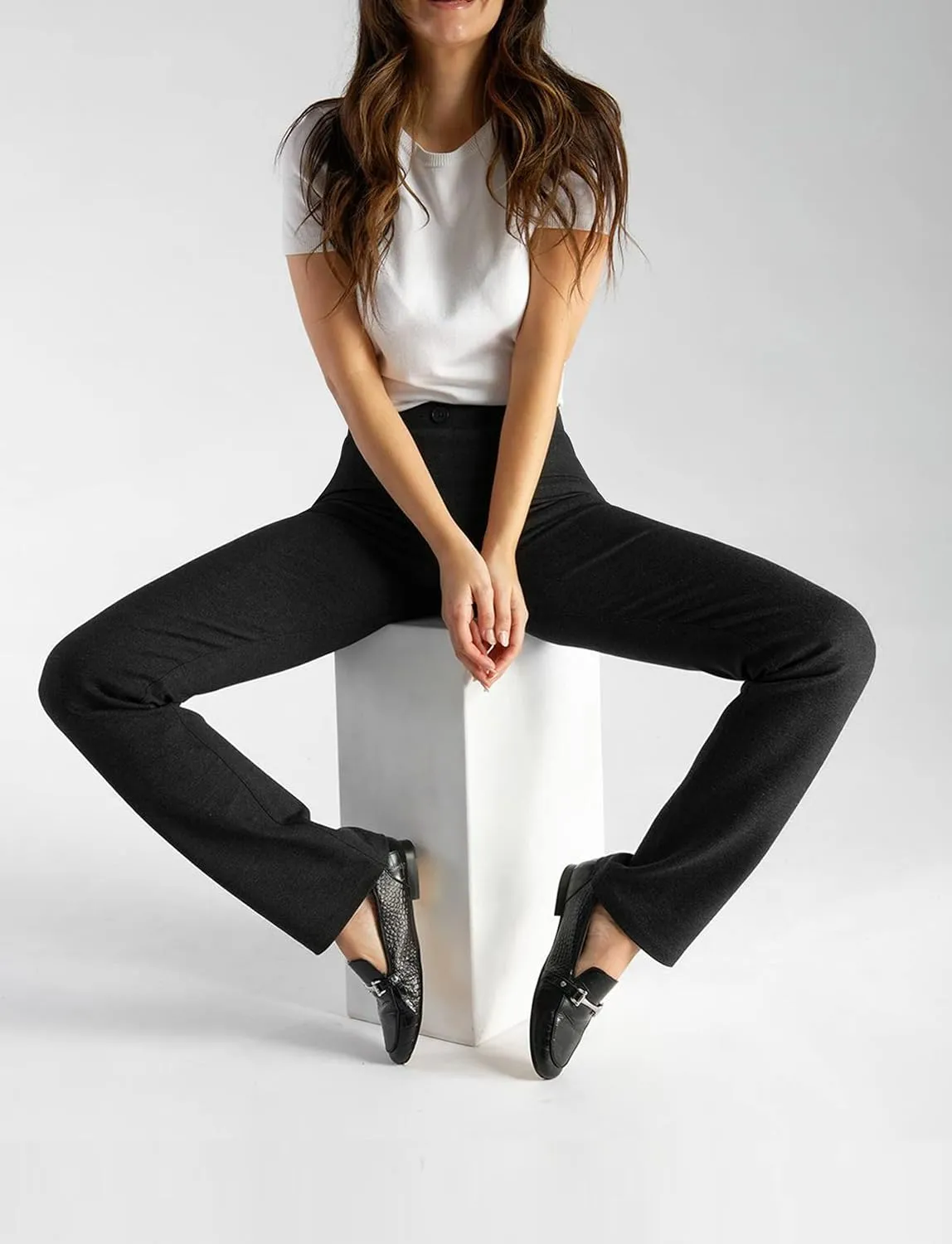 Houmous S-XXL 29''31''33''35'' Inseam Women's Bootcut Dress Pants with Pocket Stretch Work Lounge Pant Office Casual Pants