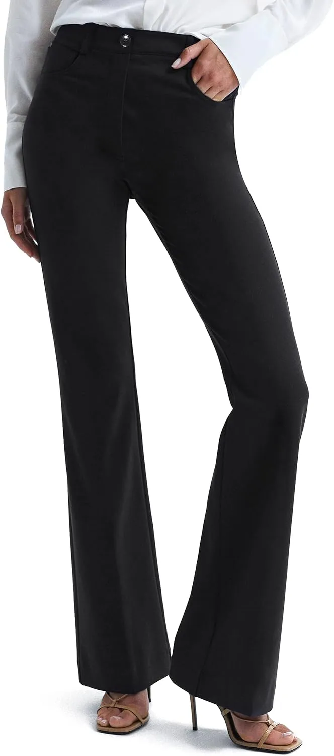 Houmous S-XXL 29''31''33''35'' Inseam Women's Bootcut Dress Pants with Pocket Stretch Work Lounge Pant Office Casual Pants
